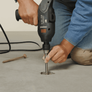 How do you anchor a metal railing in concrete?