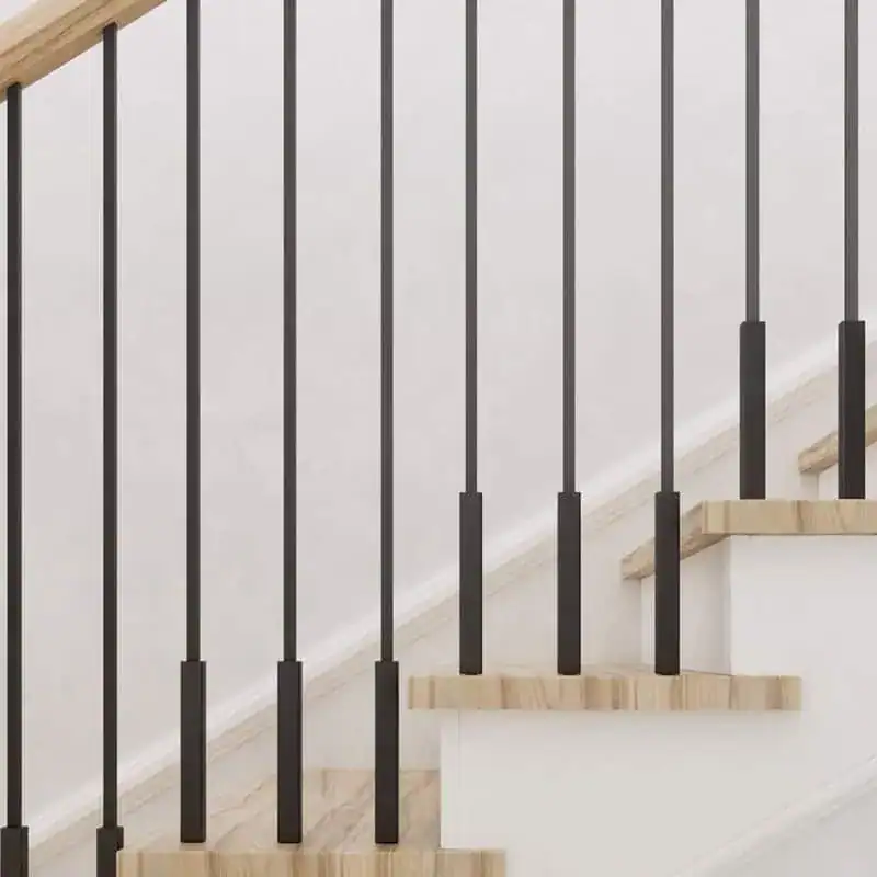 Foundation iron balusters with a built-in square base on a staircase