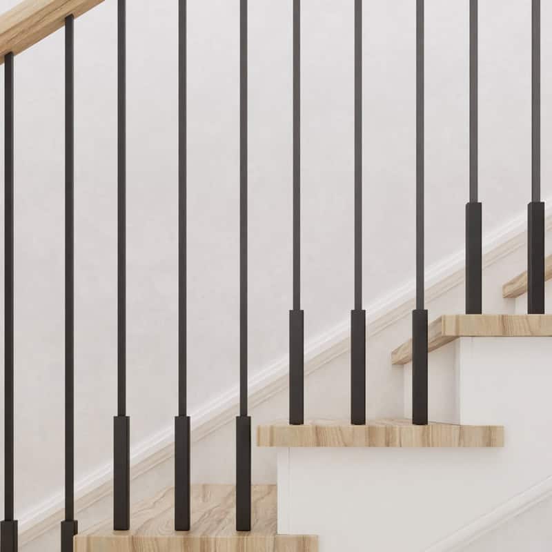Foundation iron balusters with a built-in square base on a staircase