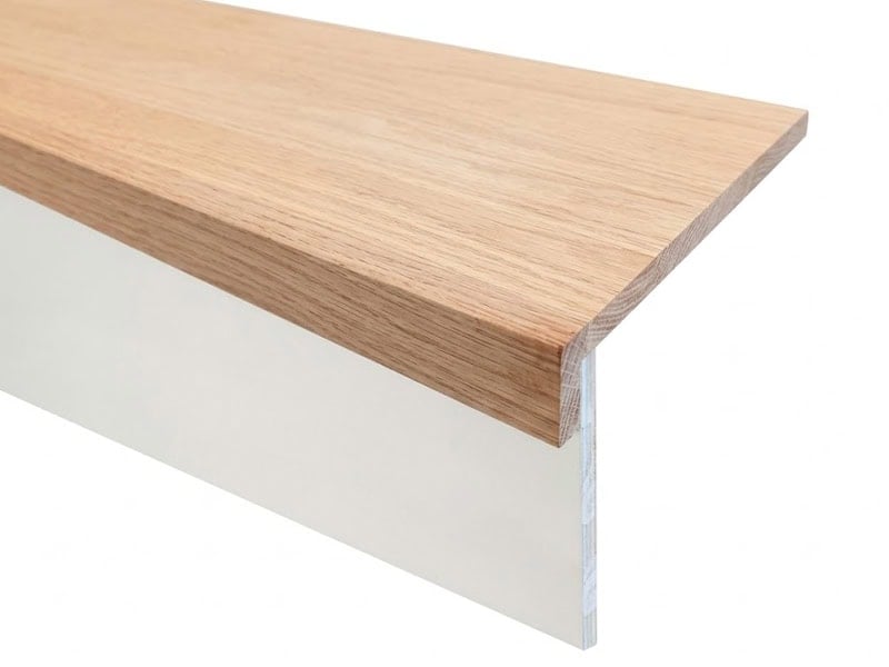 Young RetroTread in white oak with a square nose and a white primed riser, for replacing carpet