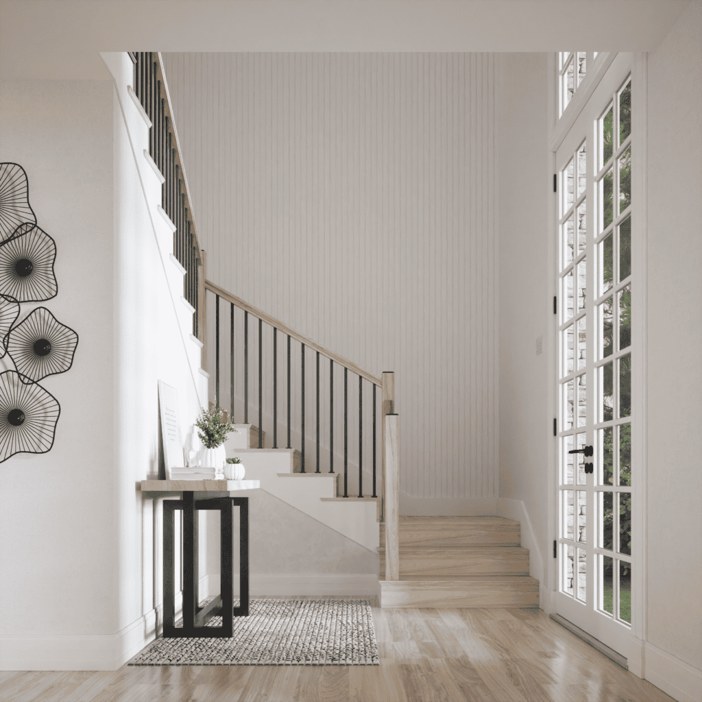 MEGA 3/4" square iron balusters with blank newels stair remodel