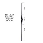 1.1.19 Single Tapered Knuckle Iron Newel Round - Satin Black - Image 2