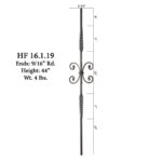 16.1.19 Double Feather Single Butterfly Baluster - 44" Satin Black - Image 2