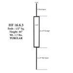 16.6.3 Single Rectangle Aalto Baluster - 44" H. x 1/2" Sq. - Image 2