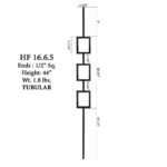 16.6.5 Triple Rectangle Aalto Baluster - 44" H. x 1/2" Sq. - Image 2