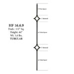 16.6.9 Double Diamond Aalto Baluster - 44" H. x 1/2" Sq. - Image 2
