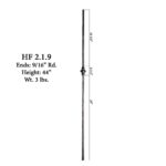 2.1.9 Single Knuckle Tuscan Round Hammered Iron Baluster - Image 2