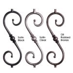 2.10.4 Single Sphere Scroll Tuscan Round Hammered Iron Baluster - Image 3