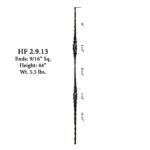 2.9.13 Double Knuckle Tuscan Square Hammered Iron Baluster - Image 2