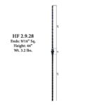 2.9.28 Single Sphere Tuscan Square Hammered Iron Baluster - Image 2