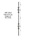 2.9.4 Double Diamond Tuscan Square Hammered Iron Baluster - Image 2