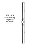 2.9.5 Single Oval Tuscan Square Hammered Iron Baluster - Image 2