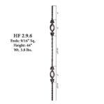 2.9.6 Double Oval Tuscan Square Hammered Iron Baluster - Image 2