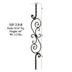 2.9.8 Large Spiral Scroll Tuscan Square Hammered Iron Baluster - Image 2