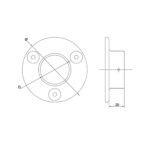 Round Glass Cap Rail Wall Mount Flange - Image 2