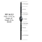 16.5.5 Single Basket Iron Newel Post - Satin Black - Image 2