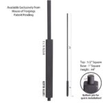 Foundation Iron Baluster - Satin Black - 1/2" Sq. with 1" Sq. Base - Image 2