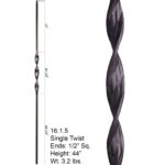 16.1.5 Single Ribbon Iron Baluster Ribbon - Satin Black - Image 2